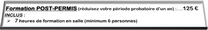Tarifs Formation Post-Permis